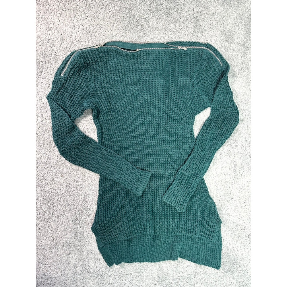 y2k Guess Crochet Knit Sweater women S green zipper boatneck pullover preppy